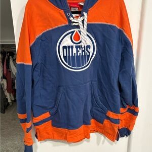 Vintage Official NHL Reebok Oilers Face Off Hoodie